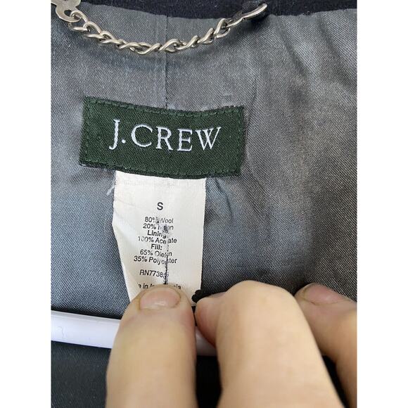 J Crew Sz S Black Stadium Cloth Double Breasted Majesty Peacoat Wool Blend - Picture 7 of 10